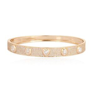 Charm Everlasting 14K (or 18k upon request) Yellow Gold Diamond Bangle Bracelet